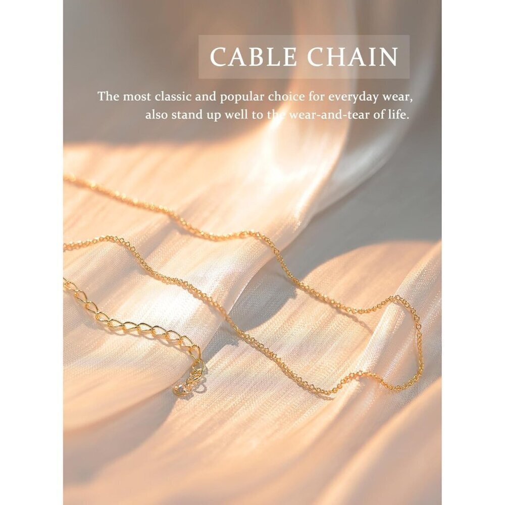 14K Gold Rolo Chain Plated 925 Silver Chain Necklace 14-20" Dainty Choker Women - Picture 2 of 7